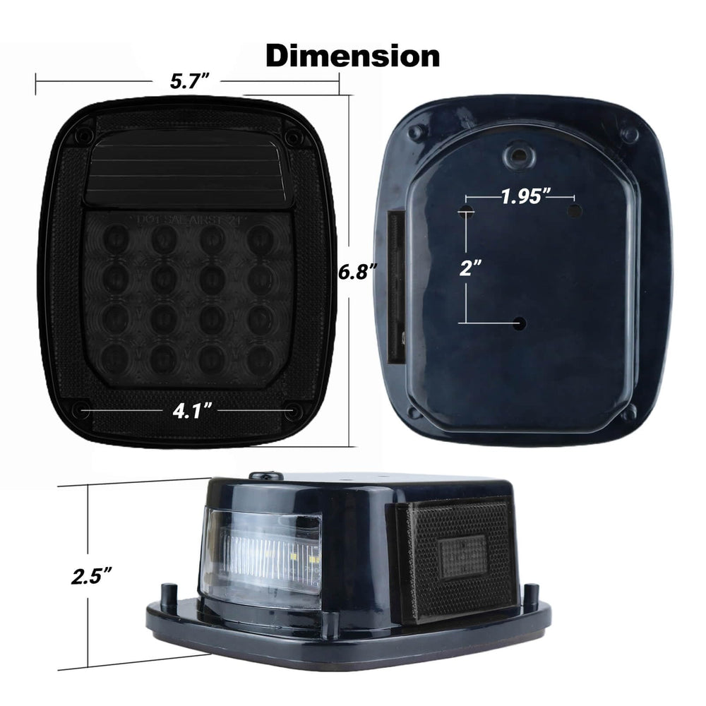 XtraGlow smoked square rear lights kit for Wrangler TJ YJ CJ5 CJ7 installation.