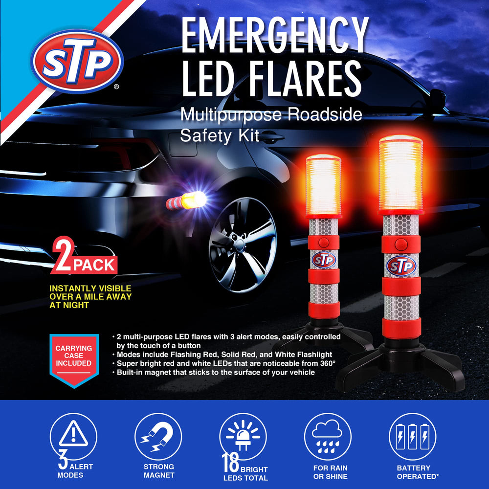XTREME STP LED Road Flares flashing red mode enhances warning visibility at night.