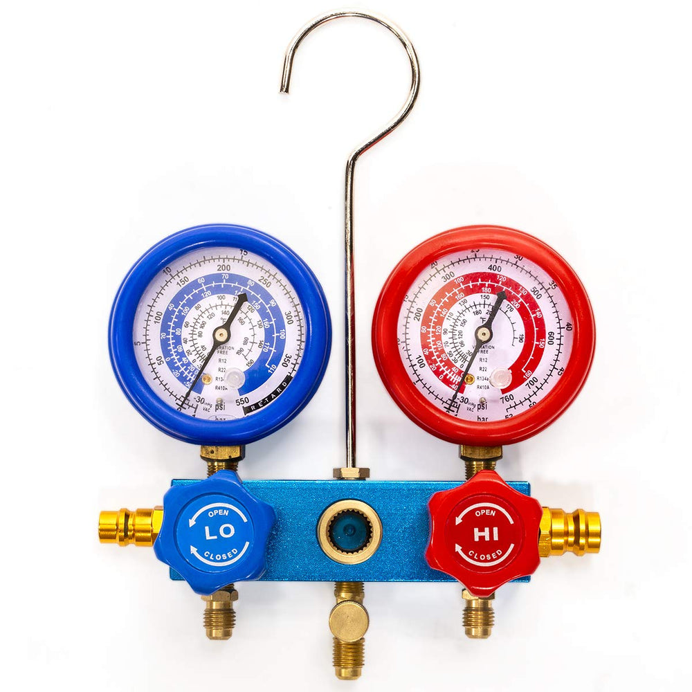 XtremepowerUS manifold gauge set for diagnosing HVAC systems