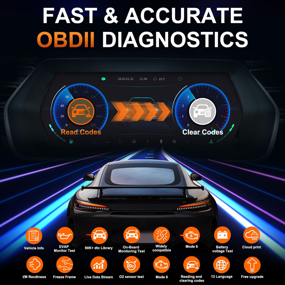 Xtruck OBD2 wireless scanner night vision LED assists dark port connections