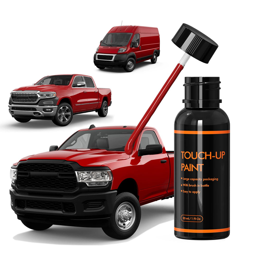 XTryfun PR4 Flame Red paint bottle close-up, color-matching for Dodge touch-ups.