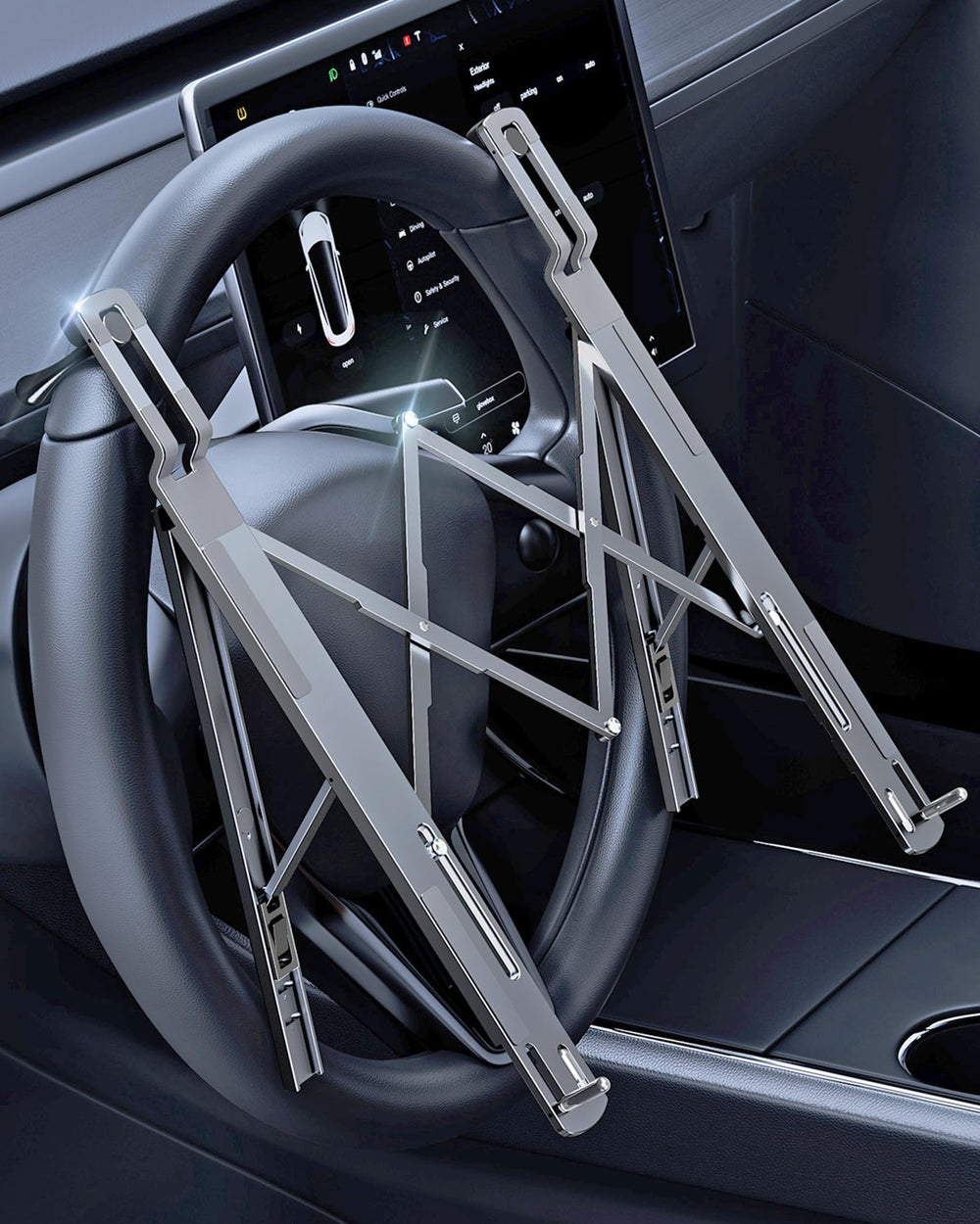 xuenair steering-wheel-laptop-holder on steering for quick in-car work