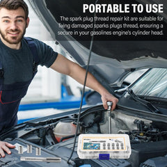 XuYelora spark plug thread repair kit in-use view demonstrates fast repair workflow.