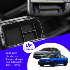 XXCIWP Civic console storage compartments provide quick access to cards and coins.