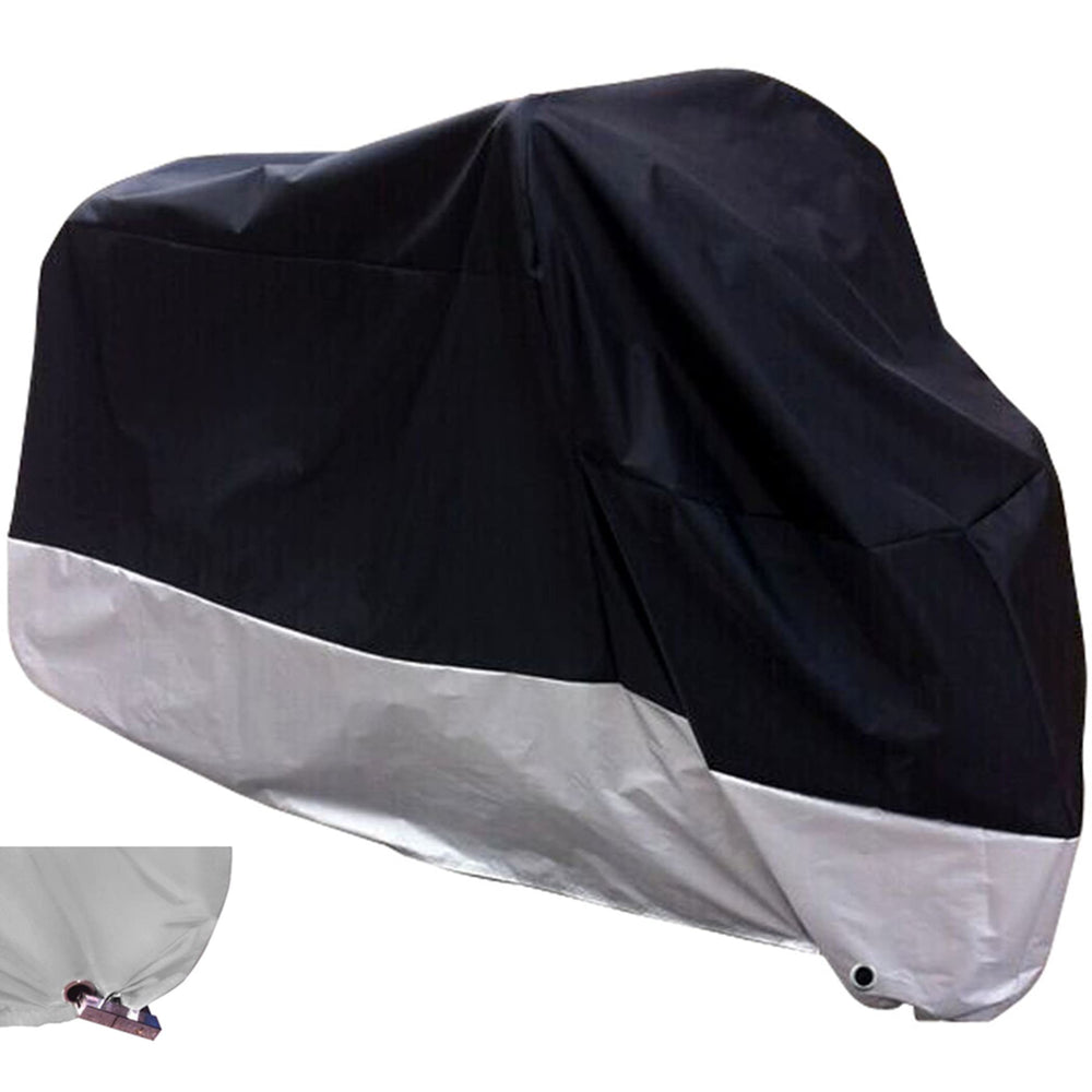 XYZCTEM all-season motorcycle cover fits up to 108 inches, protecting bikes from rain and dust.