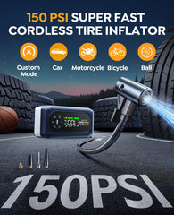 YaberAuto air compressor hose and four nozzles for quick tire inflation
