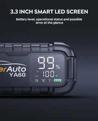 YaberAuto YA60 LCD display shows status and battery levels clearly.