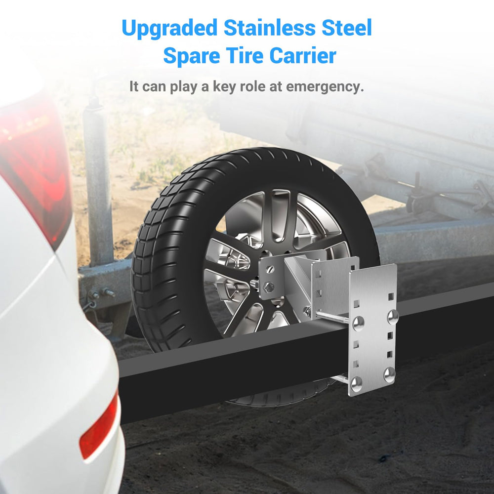 Yaheeda spare tire mount showing 5-lug patterns for flexible wheel setups.