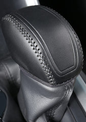 YAKANEY leather gear shift knob cover close-up showing genuine texture and protection