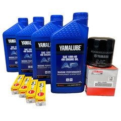 Yamaha Oil Change Kit includes oil, filter, and spark plugs for easy maintenance.