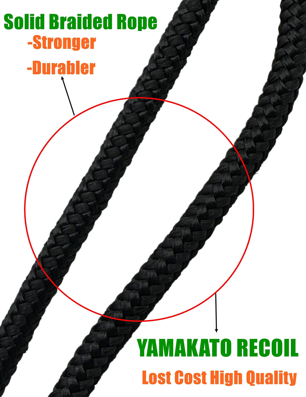 YAMAKATO includes OEM nylon rope for easier pull starts.