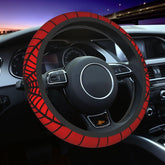 YANGDADA red spider web steering wheel cover on 15in wheel enhances grip and style