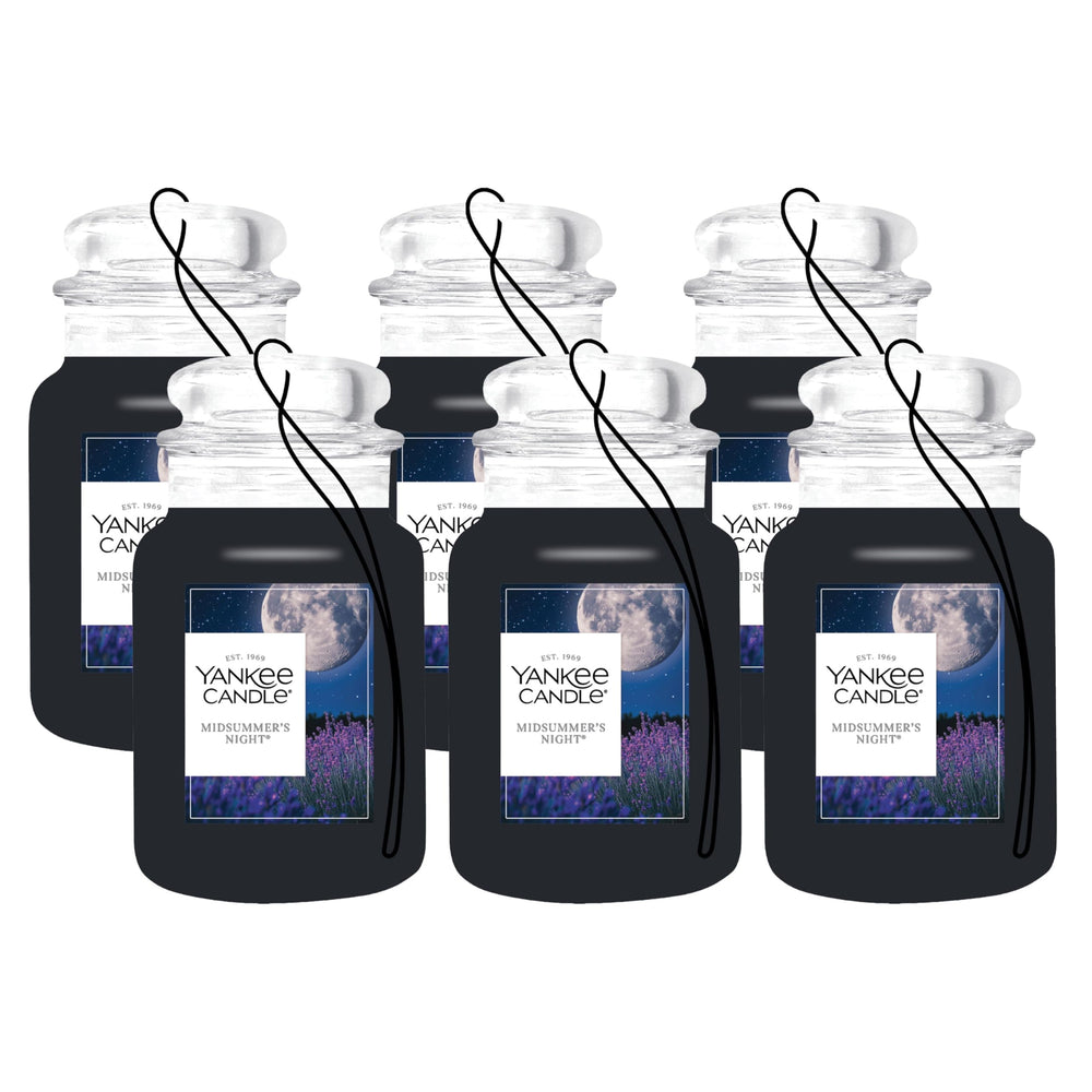 Yankee Candle Car Jar Midsummers Night front view promotes long-lasting car fragrance.