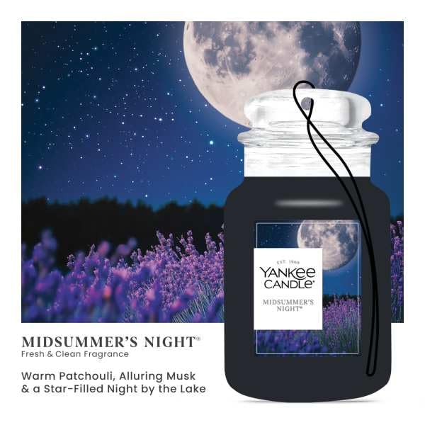 Yankee Candle Car Jar Midsummers Night fragrance-infused paperboard enables portable aroma.