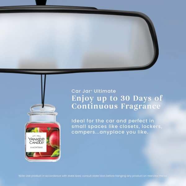 Yankee Candle Car Jar Ultimate Macintosh four-pack offers long-lasting fragrance up to 30 days.