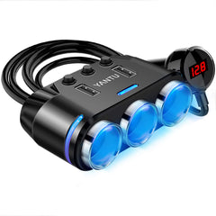 YANTU 3-socket cigarette lighter adapter powers GPS and dash cam simultaneously.