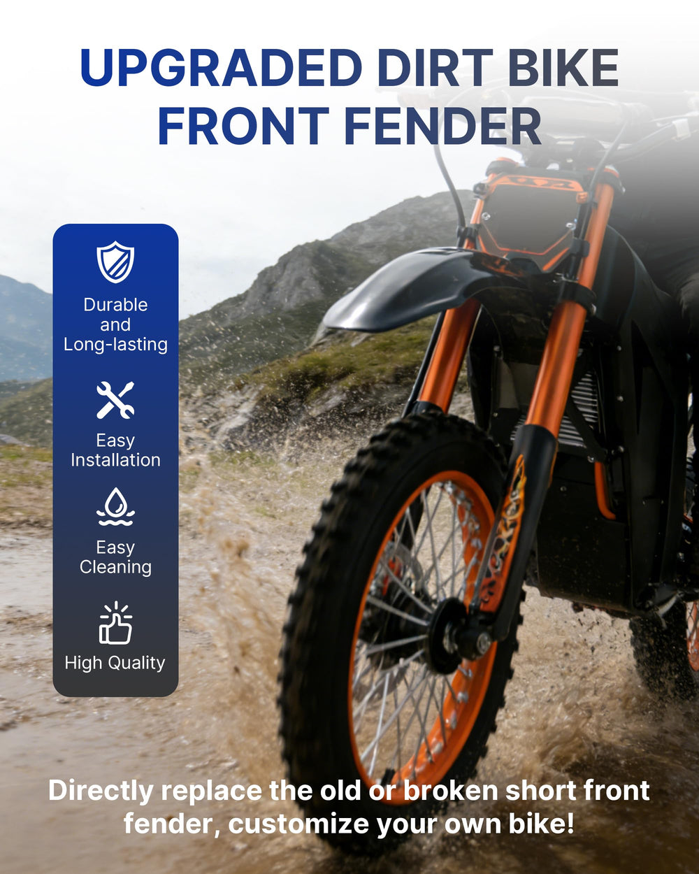 YAORISE front fender black option blends with bike colorways for a cohesive appearance.