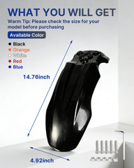 YAORISE front fender blue option guards components from rocks during rides.