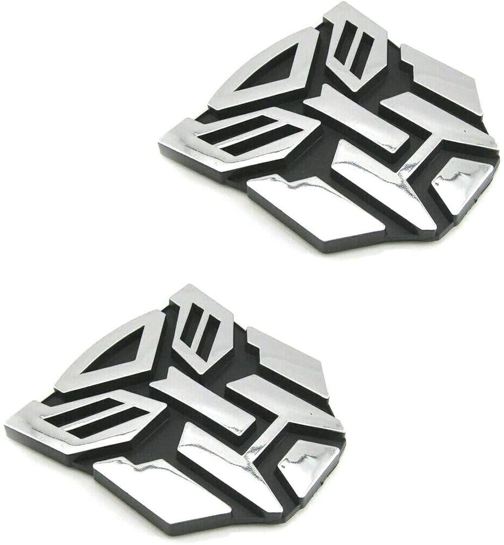 YARAKETA Transformer Autobot emblem pair in chrome finish for durable car branding