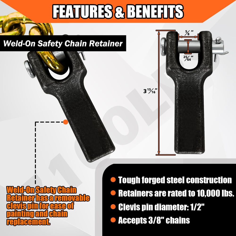 YATOINTO 25,000 lb WLL trailer safety chains handle demanding towing setups.