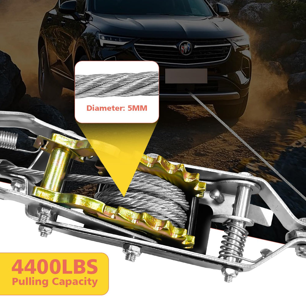 YATOINTO Come Along Winch 2-Ton close-up of 7-54ft steel cable durability