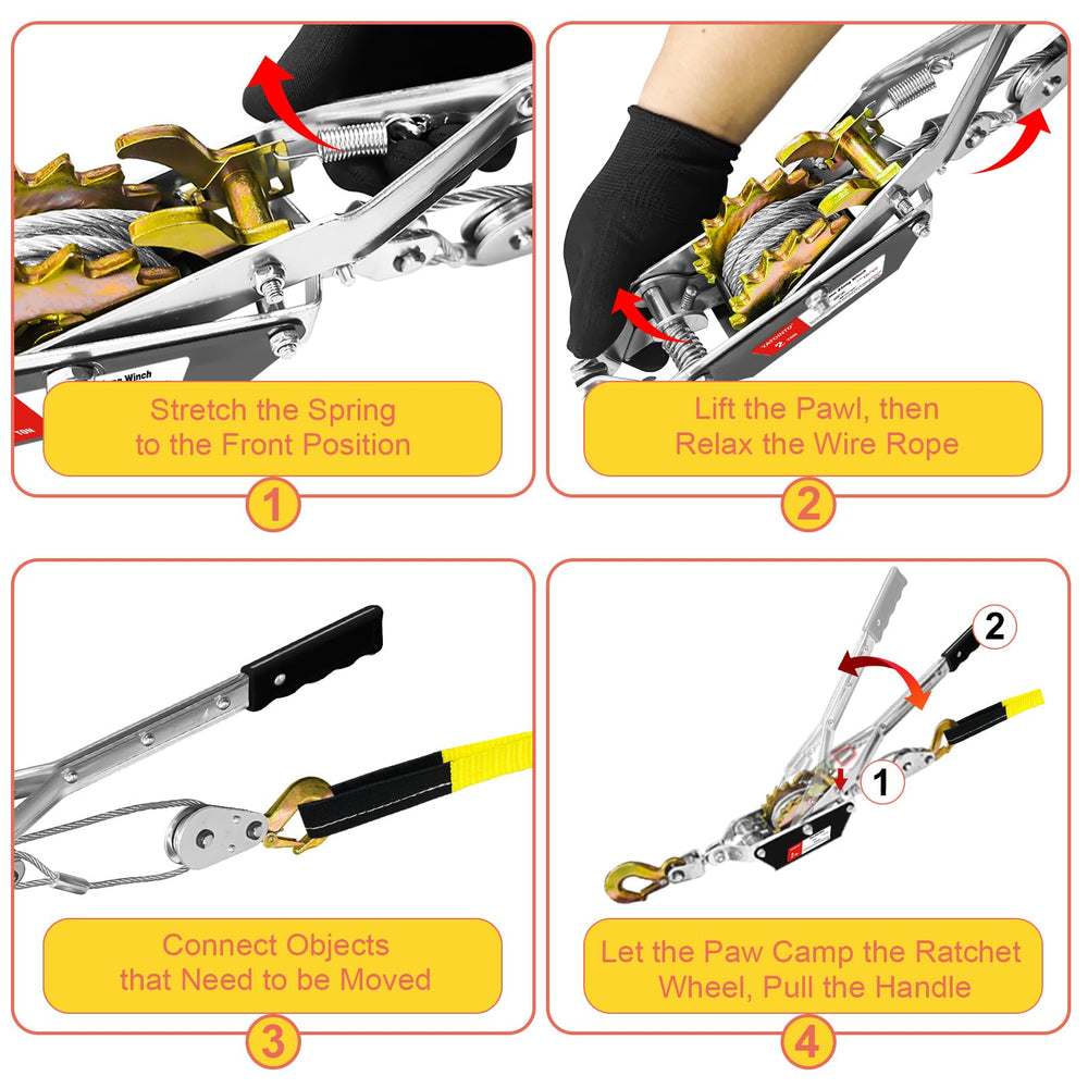 YATOINTO Come Along Winch safety hooks with self-closing latches
