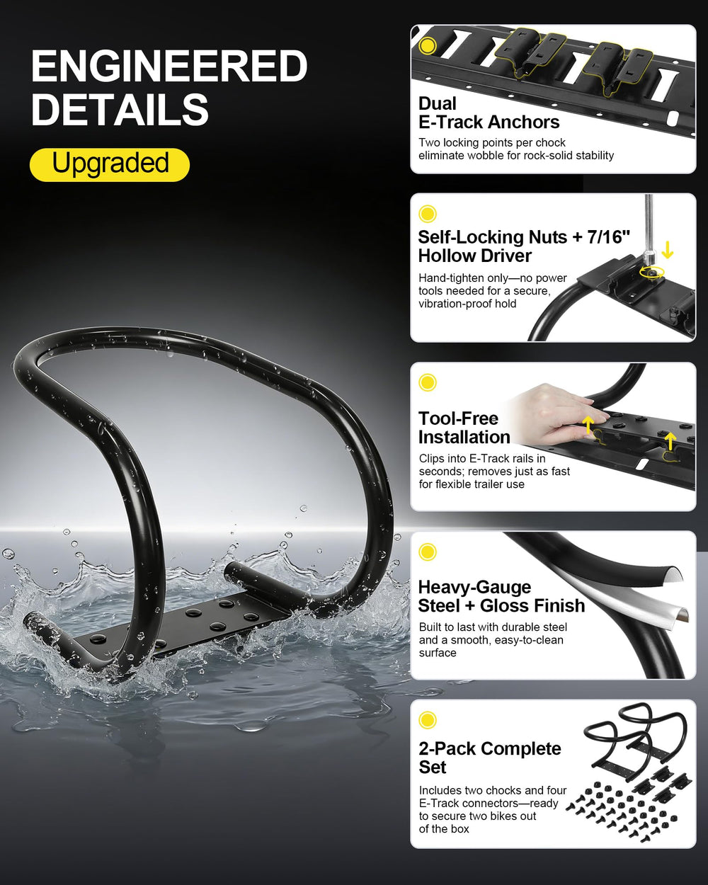 YATOINTO fits front tires from 6.1 to 8.1 inches wide