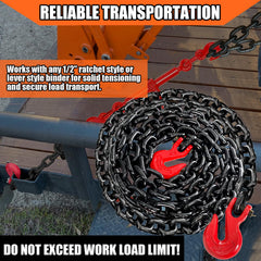 YATOINTO G80 red clevis hooks on ends, for quick hookups and secure connections.