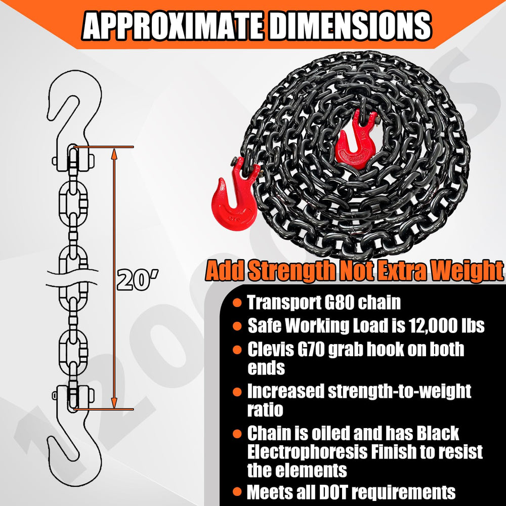YATOINTO G80 chain on a trailer, illustrating reliable vehicle and cargo securement.