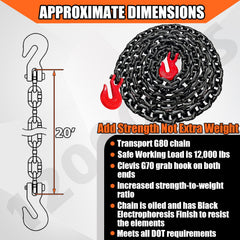 YATOINTO G80 chain on a trailer, illustrating reliable vehicle and cargo securement.