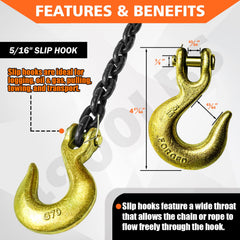 YATOINTO Grade 80 log chain rated 4900 lbs for heavy-duty trailer tasks.