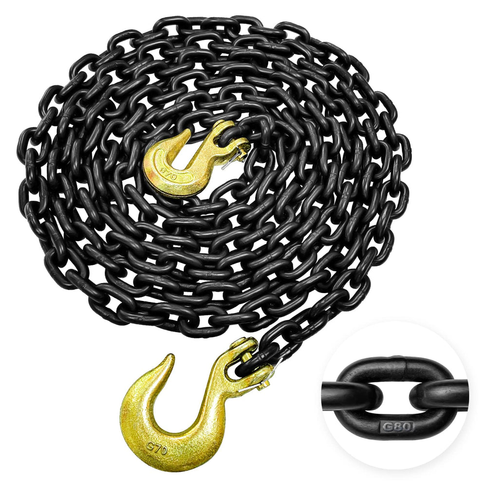 YATOINTO Grade 80 log chain with grab hook for secure towing and hauling.