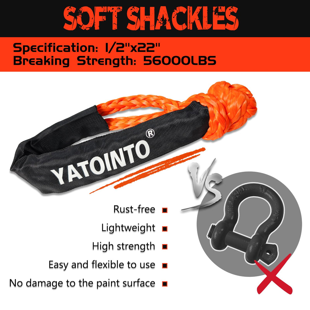YATOINTO pair of soft shackles offers lightweight, scratch-free recovery options.