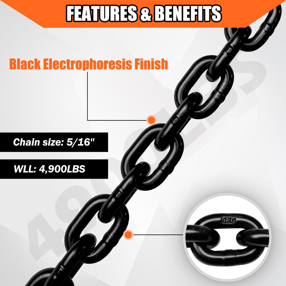 YATOINTO red clevis hook on trailer chain for secure connection and visibility.