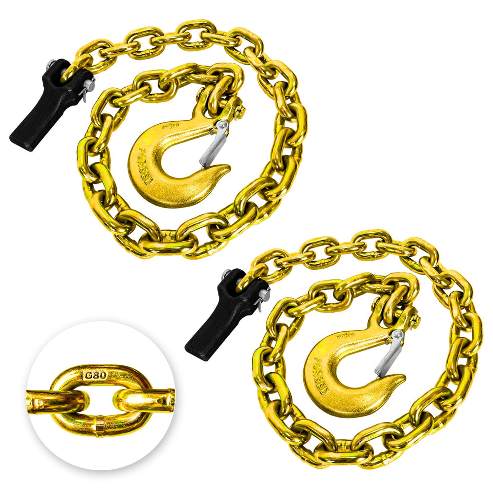 YATOINTO two-pack Grade 80 trailer safety chains, 35-inch length, for secure towing connections.