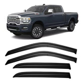 YQAUTEC window visors on Dodge Ram 2500 Crew Cab front visor boosts airflow and rain protection