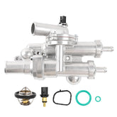YBDDZH aluminium coolant thermostat housing kit, side view, built for durability and efficient heat management.