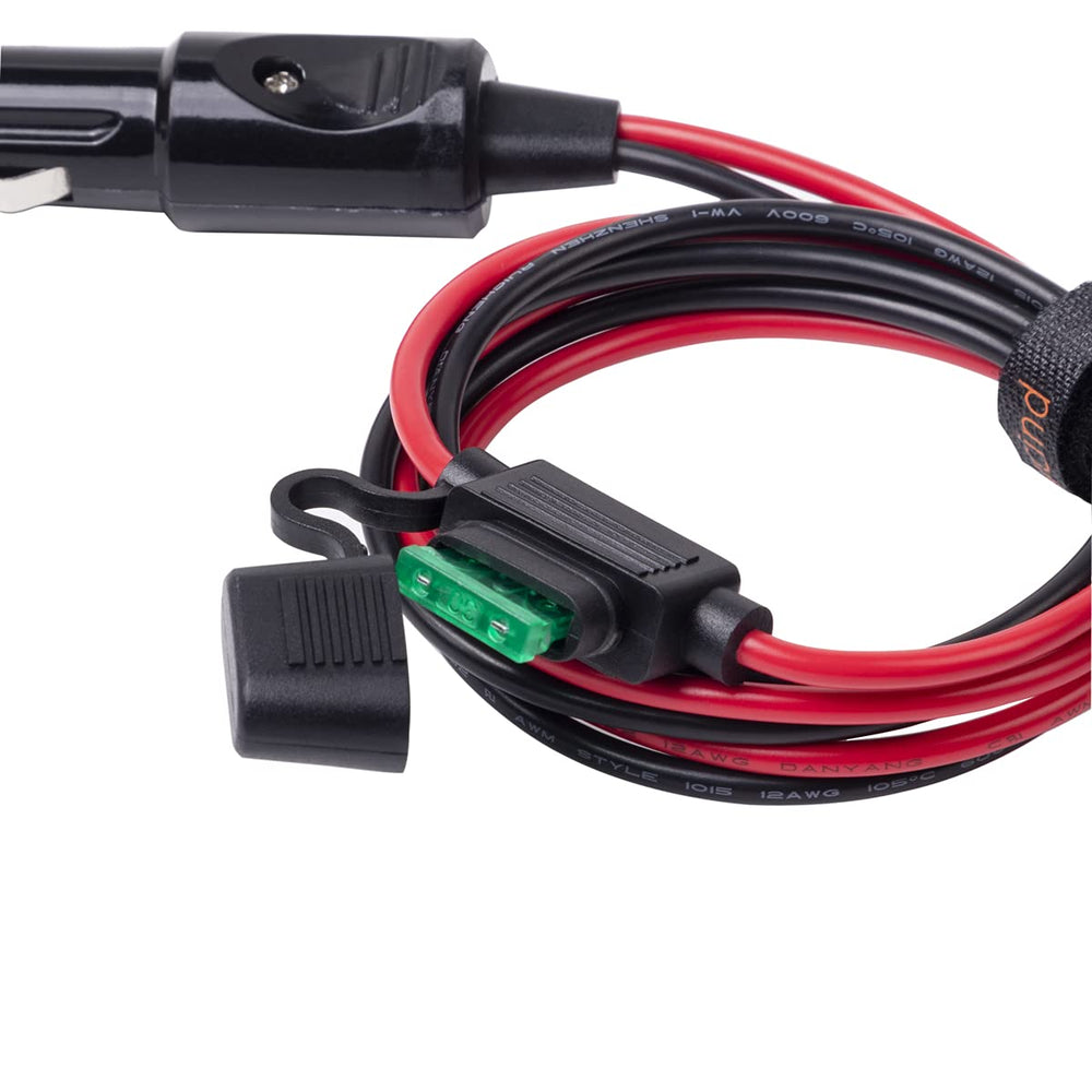 YCIND cigarette lighter plug with LED indicator shows power status.