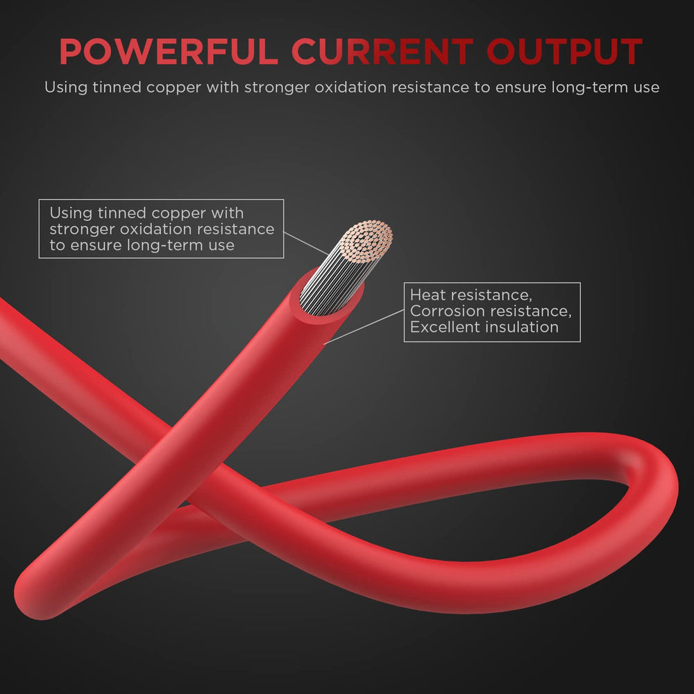 YCIND red and black cables packaged for quick setup