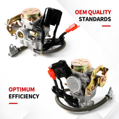 YDO GY6 50cc carburetor under scooter hood shows compact fit.