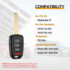 YDTHTLAH HRV key fob remote back view, compact and easy to handle