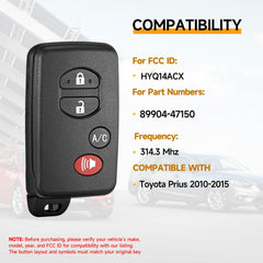 YDTHTLAH key fob Prius back view showing buttons for easy recognition