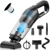 Yedop handheld vacuum with 26,000 Pa suction cleans carpets and car interiors.
