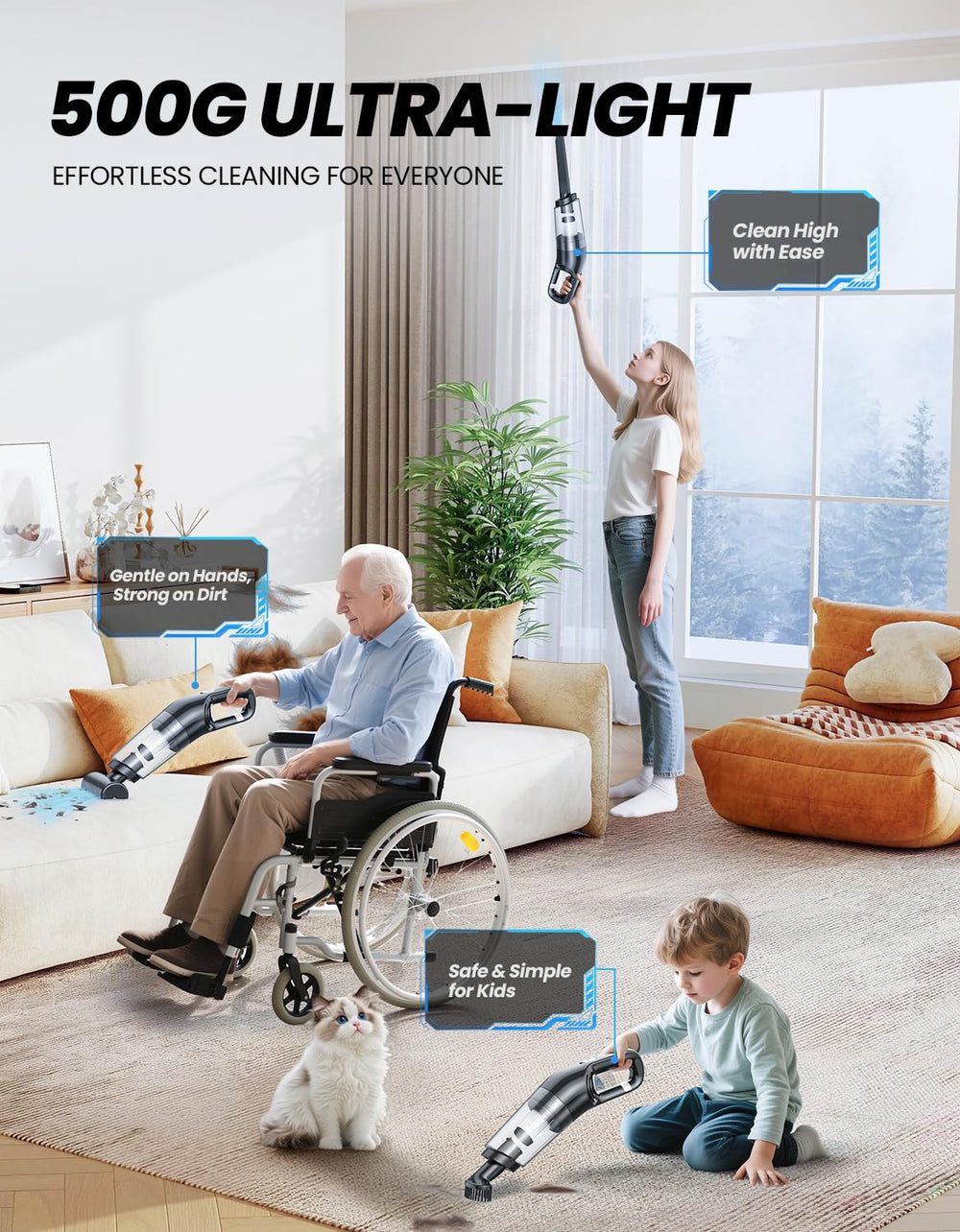Yedop pet-hair removal compact design for upholstery and seats.