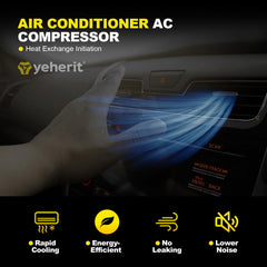YEHERIT AC compressor with clutch — in-box packaging for OE-quality replacement.