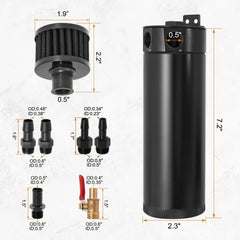 YEHERIT packaged kit includes can, filter, valve, and hoses.