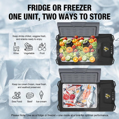 Yellow Jacket 12V car fridge digital panel enables easy temperature control on the go.