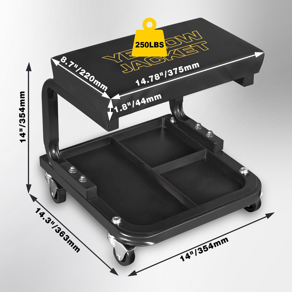 Yellow Jacket Creeper Seat 360-degree casters enable smooth, stable rolling