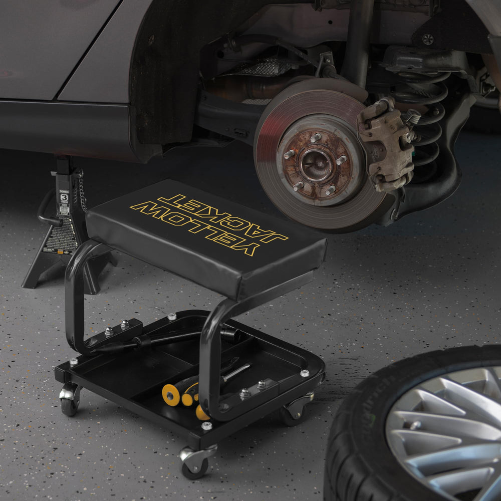 Yellow Jacket Creeper Seat setup showcases integrated storage and tool access