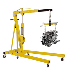 Yellow Jacket hoist lifting a sports car engine scenario